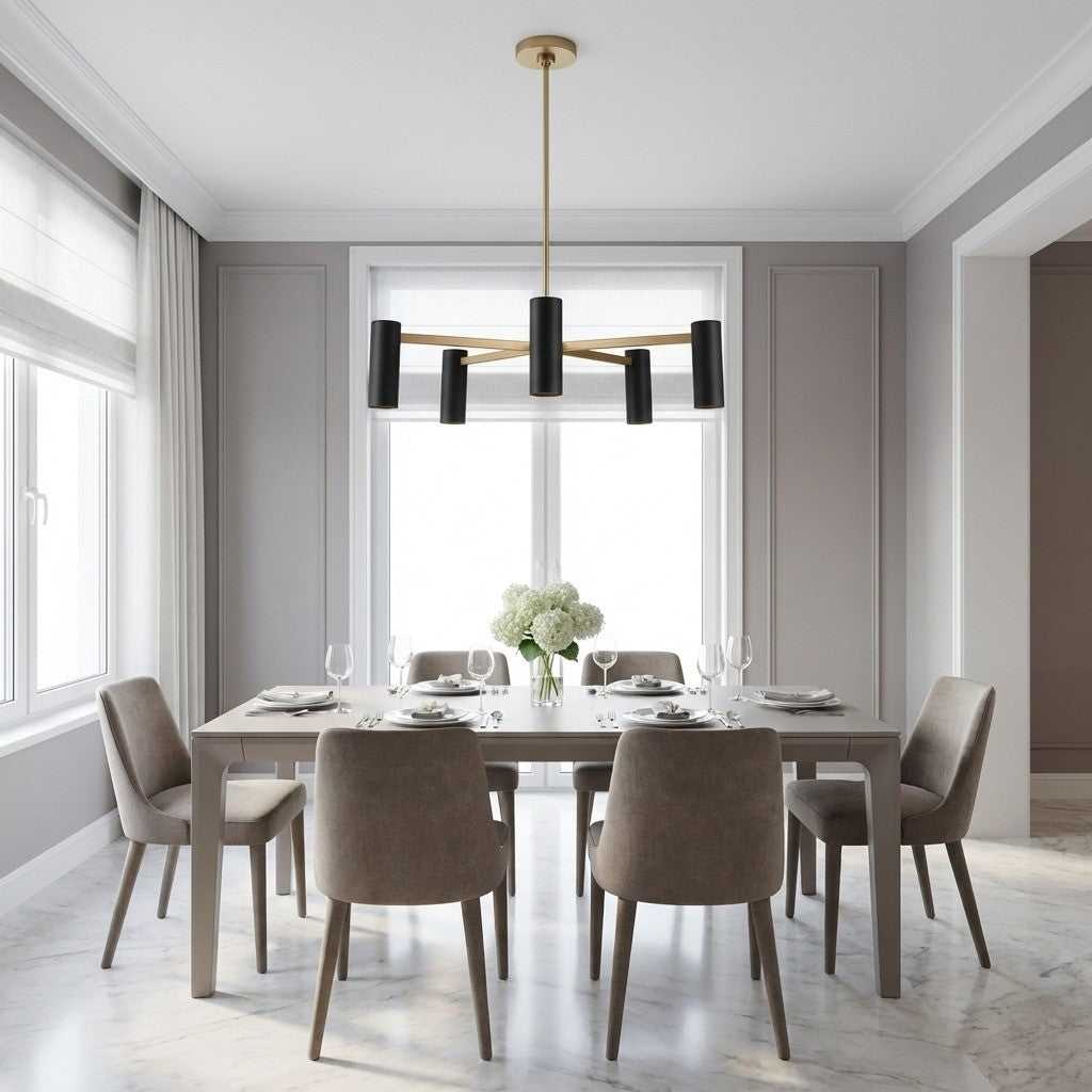 Zentro Five Light Chandelier in Satin Brass Generation Lighting Canada