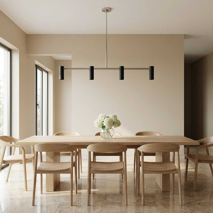 Zentro Four Light Linear Chandelier in Brushed Nickel Generation Lighting Canada