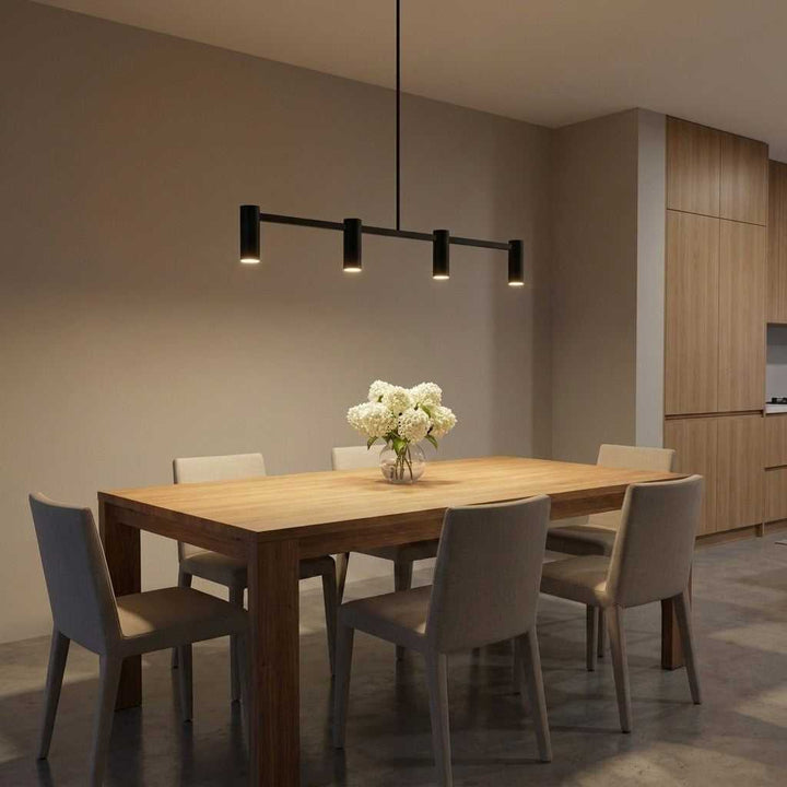Zentro Four Light Linear Chandelier in Midnight Black Generation Lighting Canada
