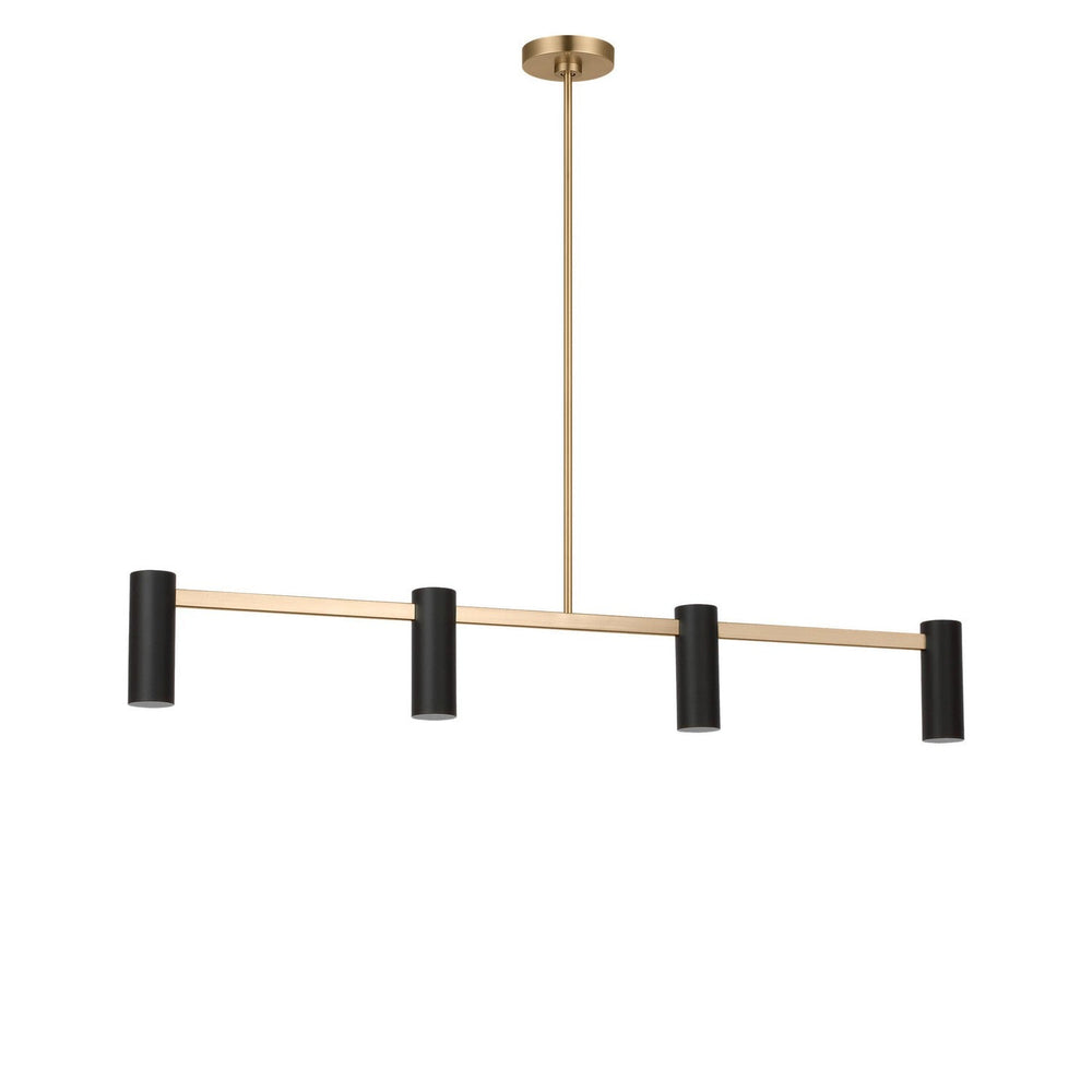 Zentro Four Light Linear Chandelier in Satin Brass Generation Lighting Canada