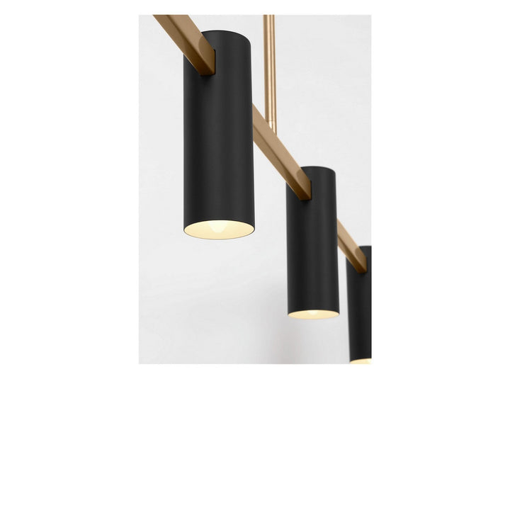 Zentro Four Light Linear Chandelier in Satin Brass Generation Lighting Canada