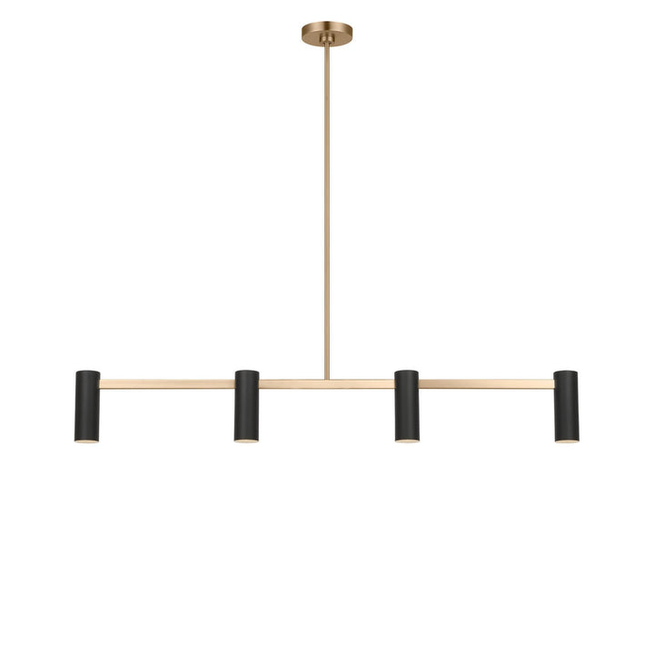Zentro Four Light Linear Chandelier in Satin Brass Generation Lighting Canada