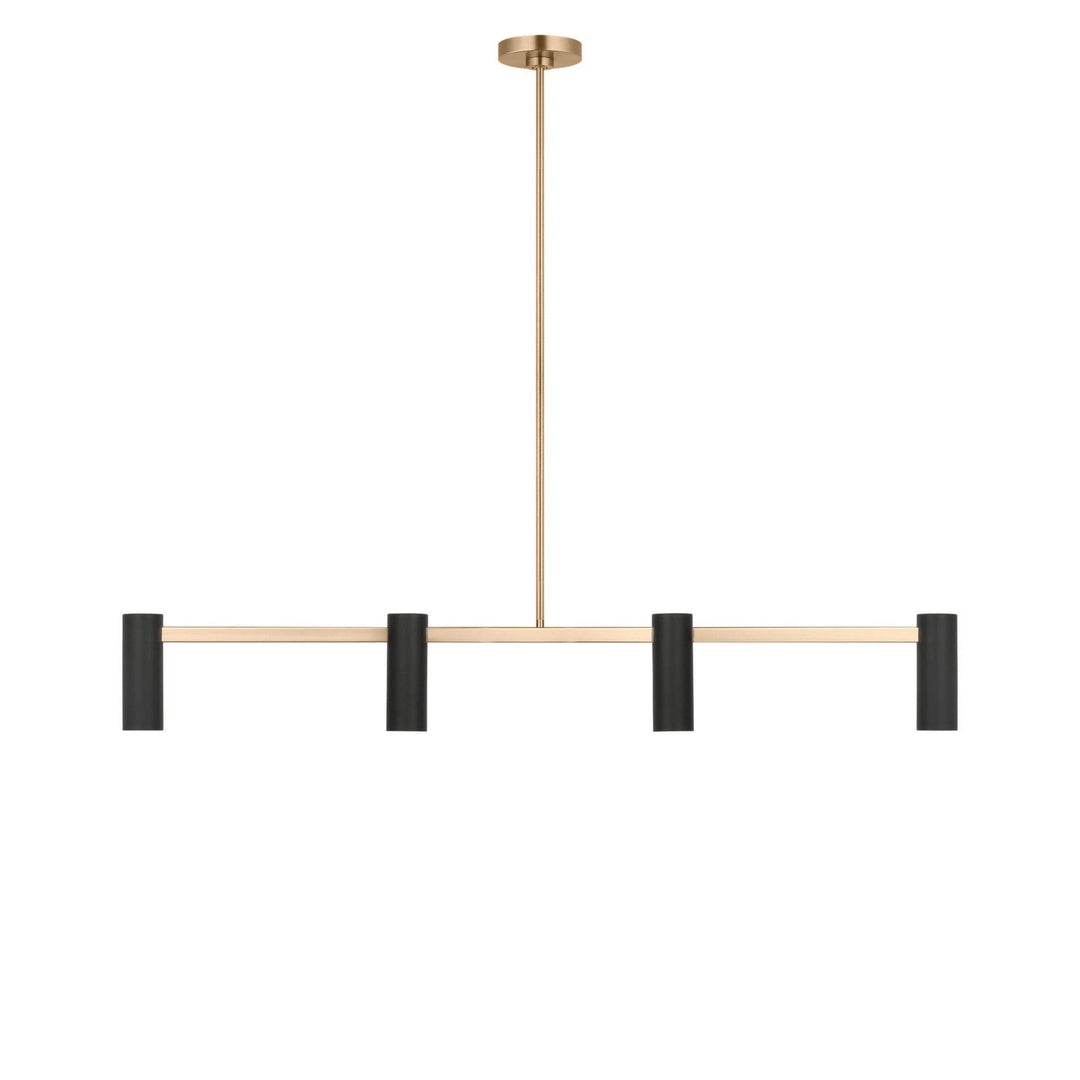 Zentro Four Light Linear Chandelier in Satin Brass Generation Lighting Canada