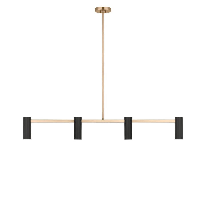 Zentro Four Light Linear Chandelier in Satin Brass Generation Lighting Canada