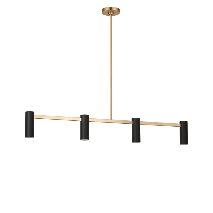 Zentro Four Light Linear Chandelier in Satin Brass Generation Lighting Canada