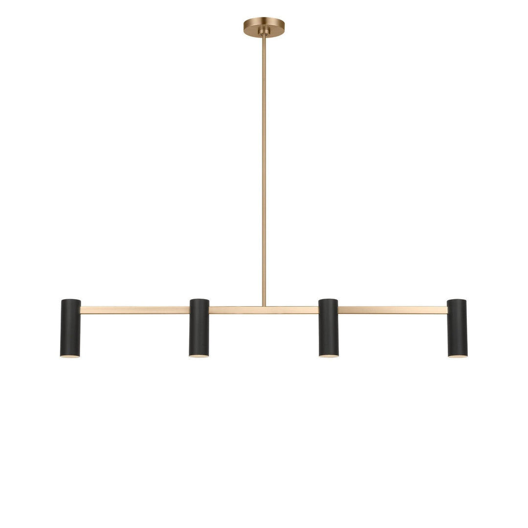 Zentro Four Light Linear Chandelier in Satin Brass Generation Lighting Canada