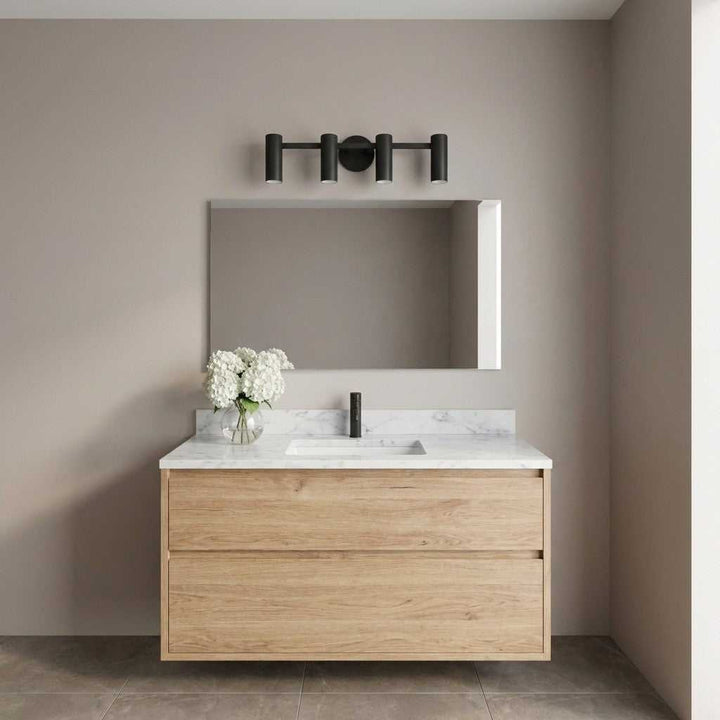 Zentro Four Light Vanity in Midnight Black Generation Lighting Canada