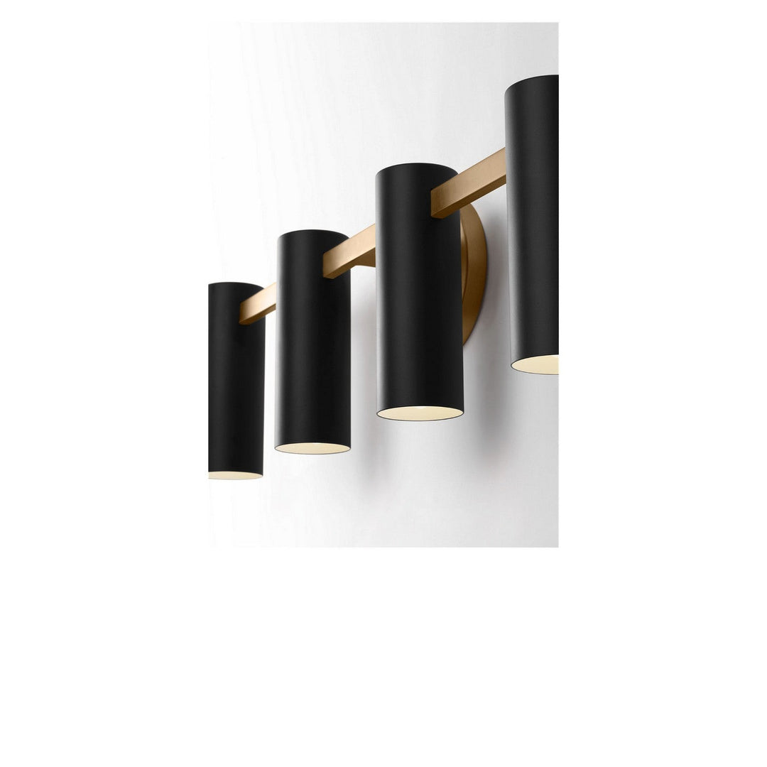 Zentro Four Light Vanity in Satin Brass Generation Lighting Canada