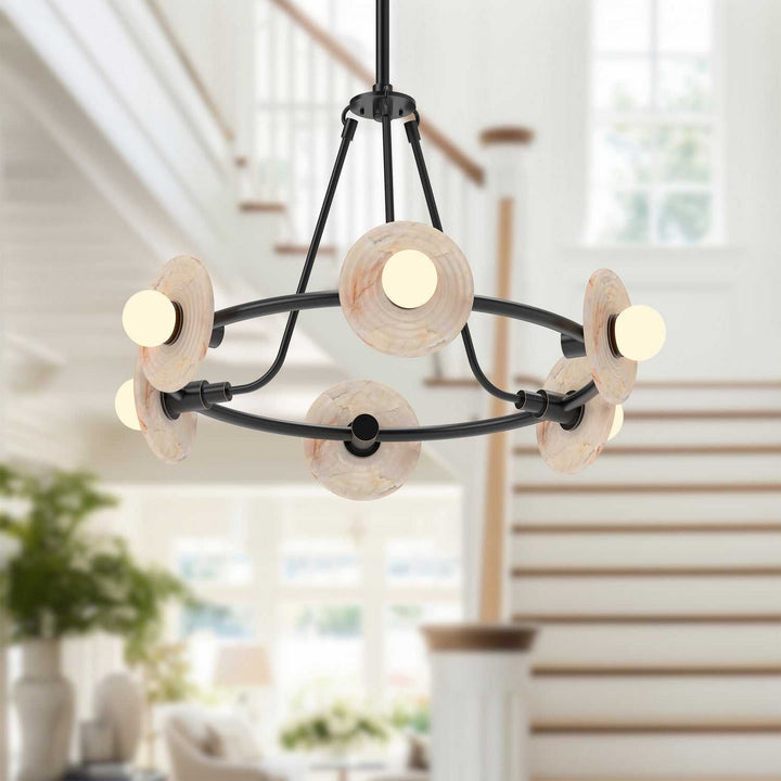 Dahlia LED Chandelier in Urban Bronze/Alabaster Alora Canada