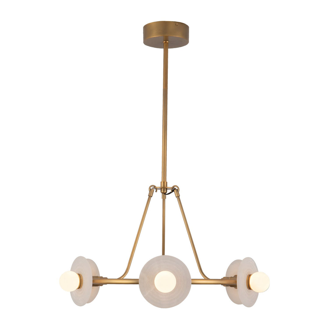 Dahlia LED Chandelier in Vintage Brass/Alabaster Alora Canada