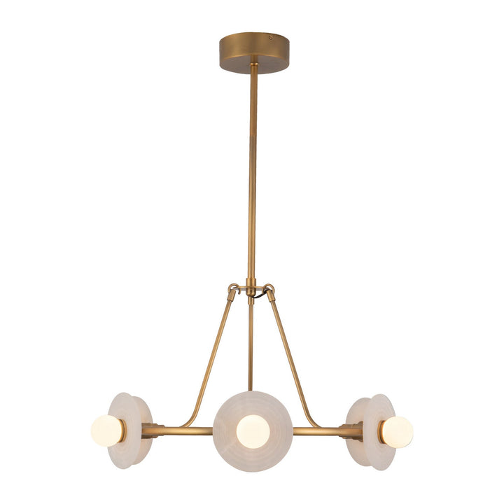 Dahlia LED Chandelier in Vintage Brass/Alabaster Alora Canada