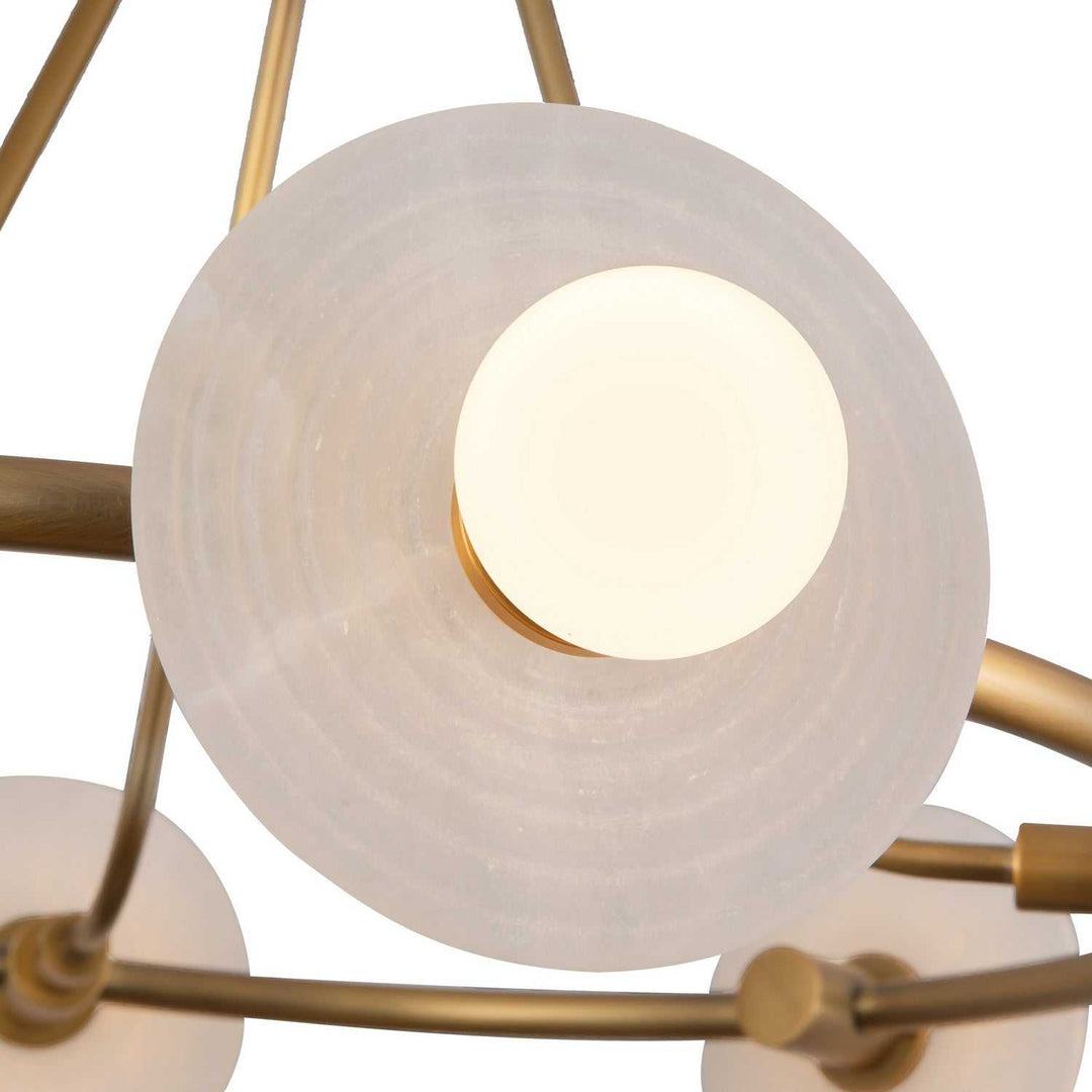 Dahlia LED Chandelier in Vintage Brass/Alabaster Alora Canada