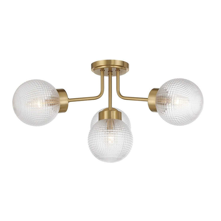 Savoy House - 6-3364-4-322 - Four Light Semi-Flush Mount - Coral - Warm Brass