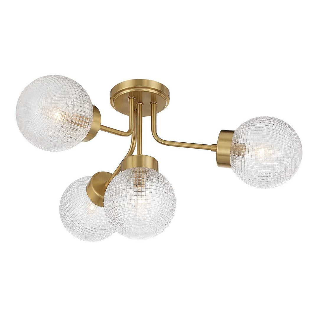 Savoy House - 6-3364-4-322 - Four Light Semi-Flush Mount - Coral - Warm Brass