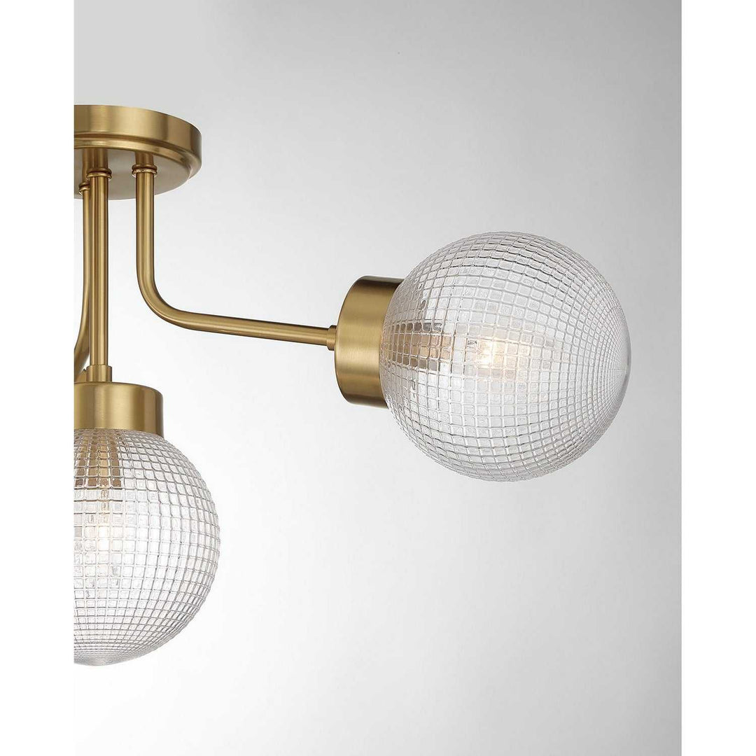 Savoy House - 6-3364-4-322 - Four Light Semi-Flush Mount - Coral - Warm Brass