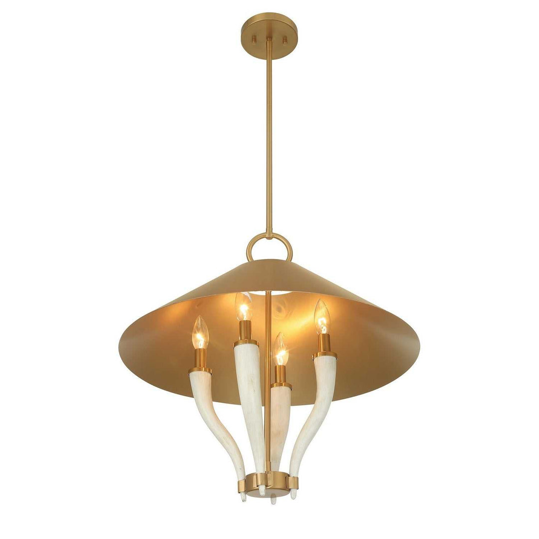 Savoy House - 7-6308-4-322 - Four Light Pendant - Hearne - Warm Brass