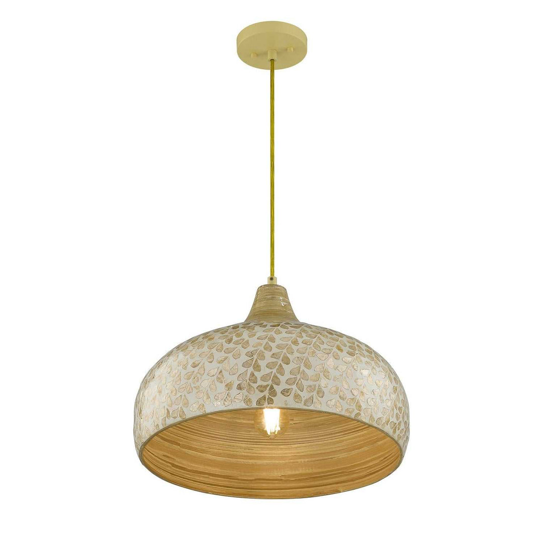 Savoy House - 7-9877-1-336 - One Light Pendant - Kemp - Ivory/Gold Shell