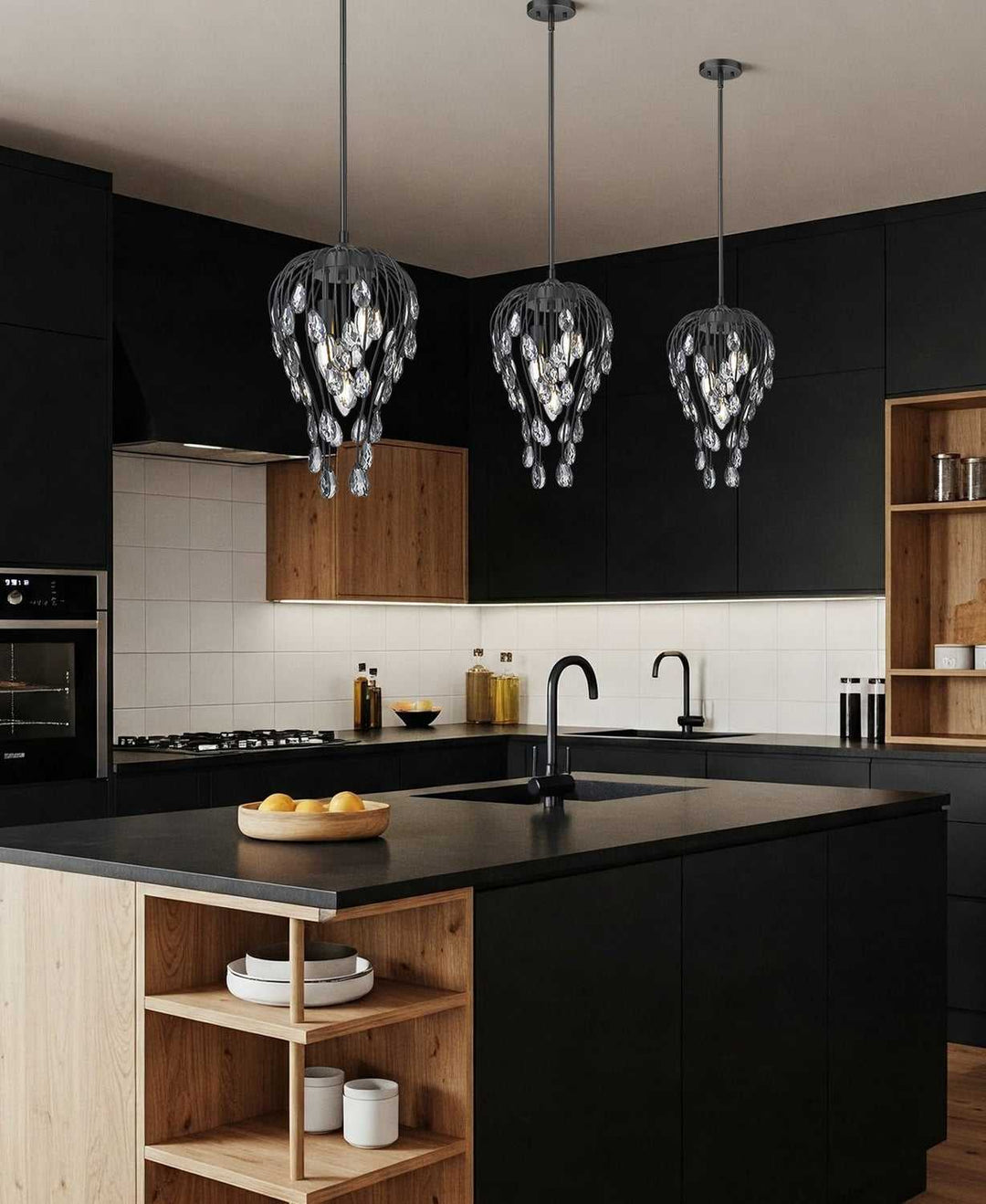 Z-Lite Canada - 1957P9-MB - Three Light Pendant - Gabriella - Matte Black