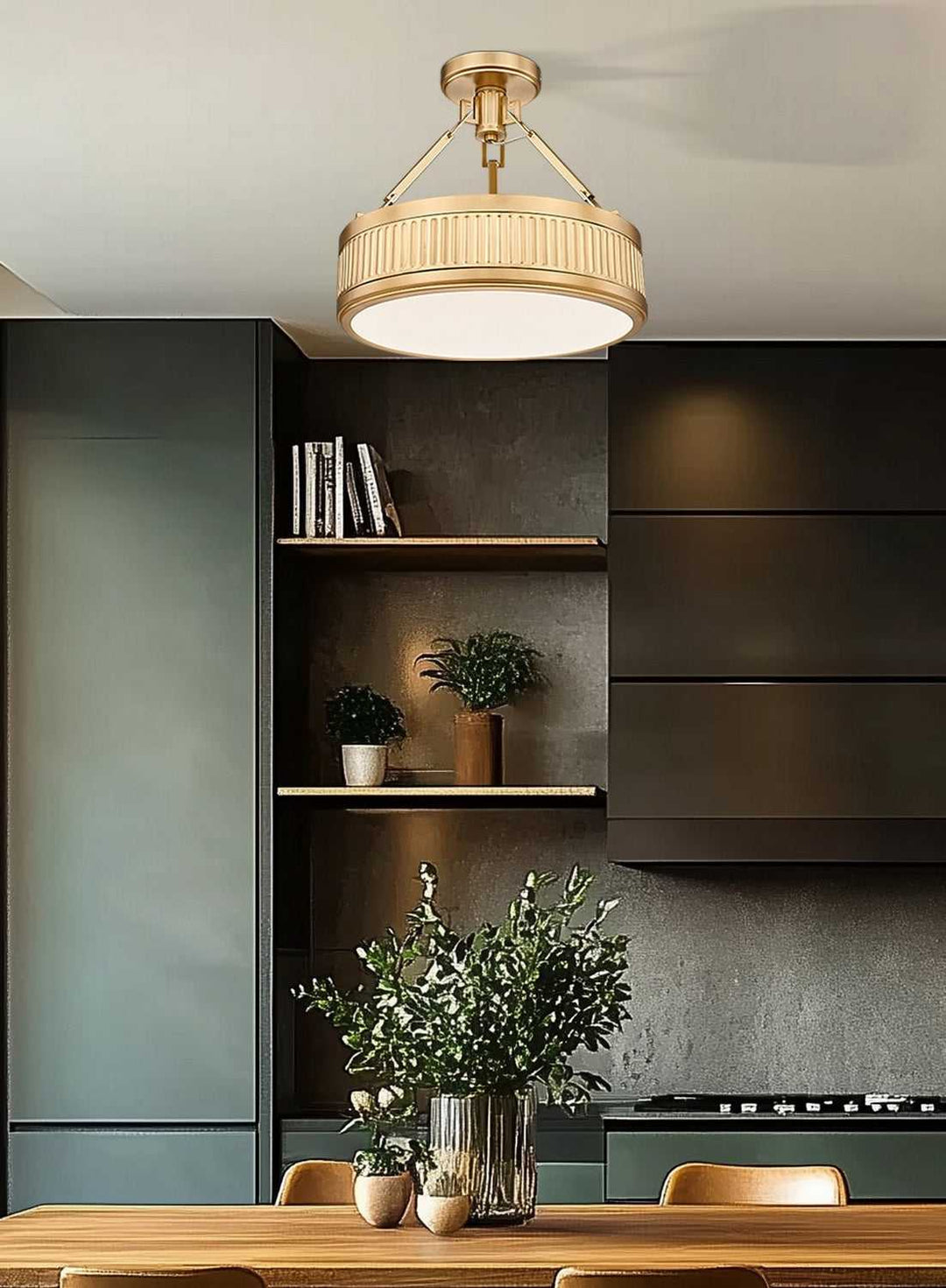 Quinn LED Semi Flush Mount in Modern Gold Z-Lite Canada