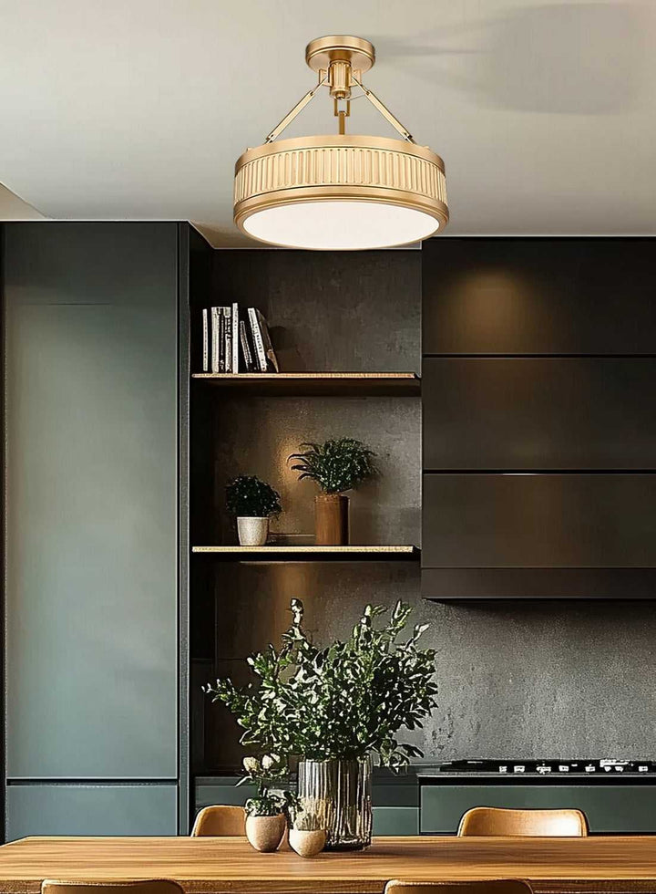 Quinn LED Semi Flush Mount in Modern Gold Z-Lite Canada