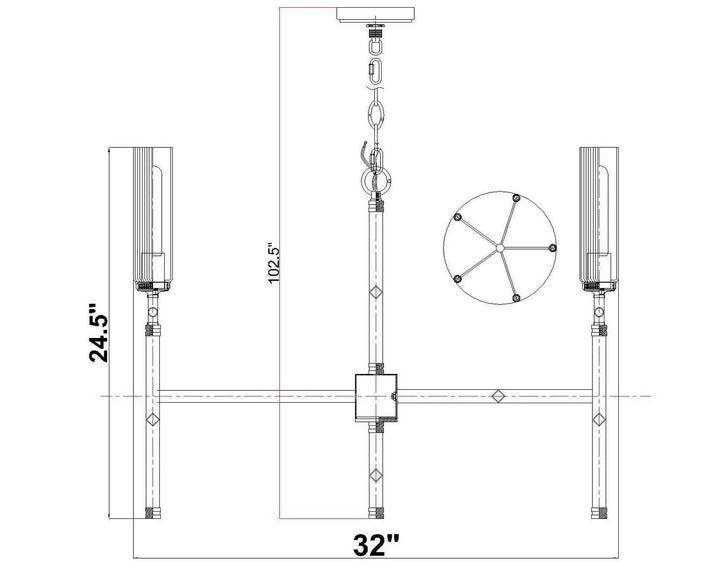 Esme Five Light Chandelier in Matte Black Z-Lite Canada