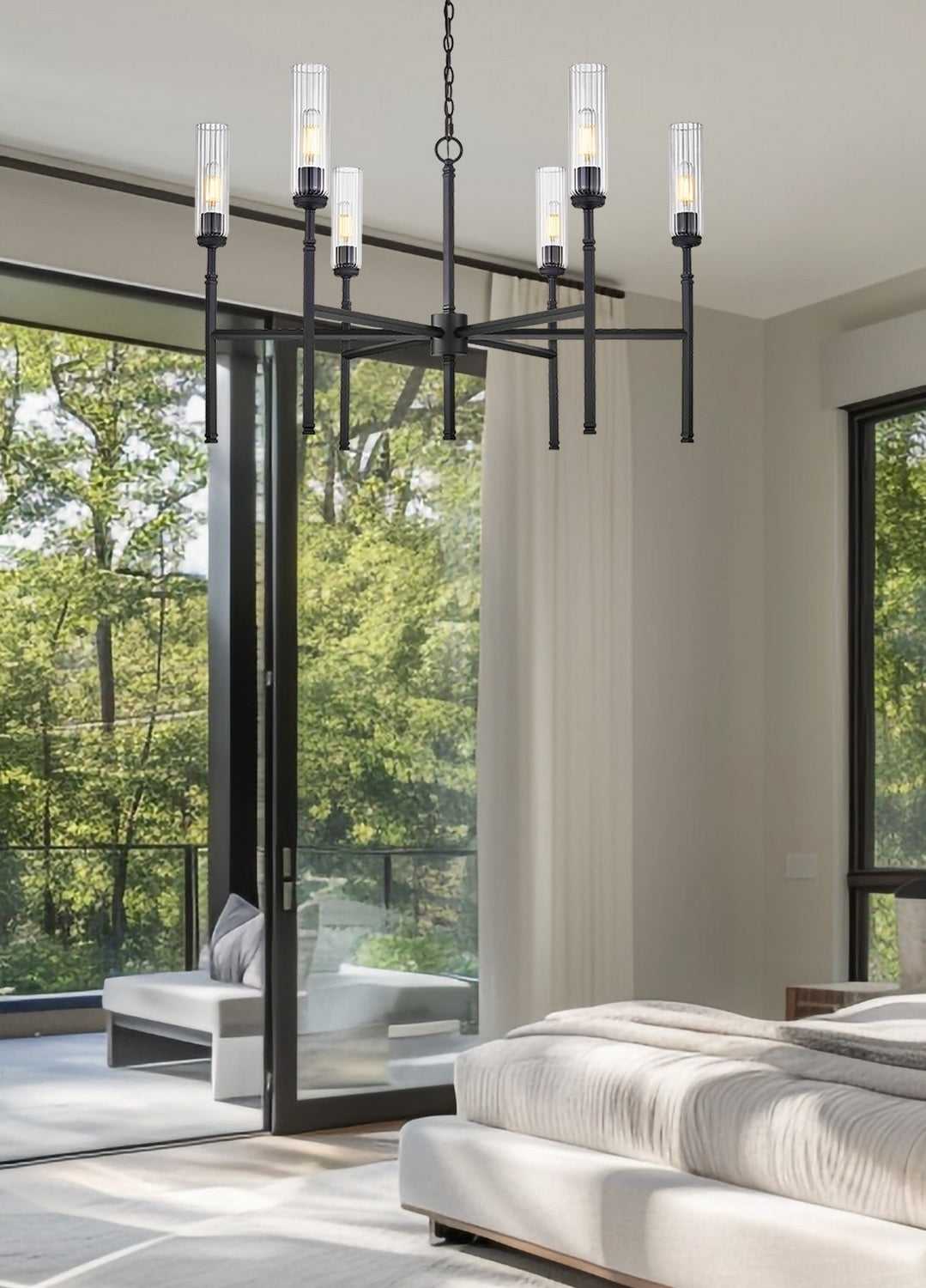 Esme Six Light Chandelier in Matte Black Z-Lite Canada