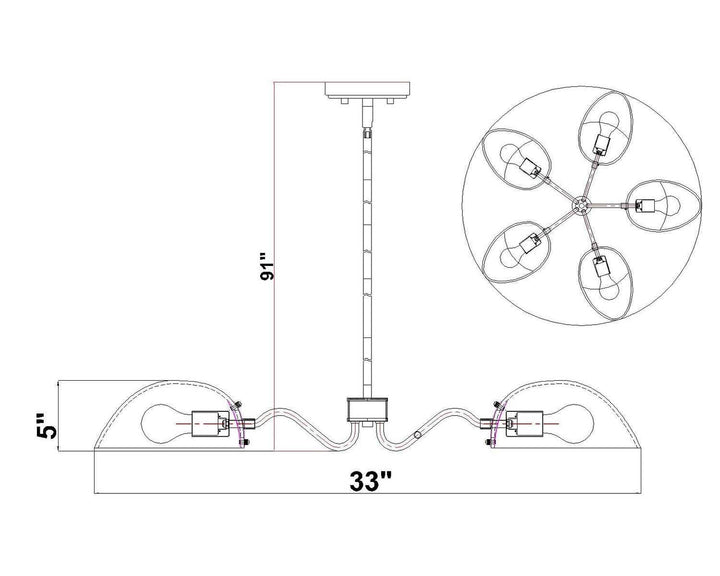 Breton Five Light Chandelier in Modern Gold Z-Lite Canada