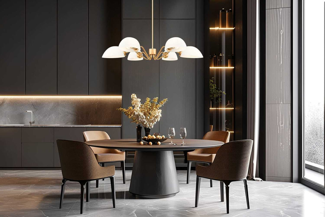 Breton Six Light Chandelier in Modern Gold Z-Lite Canada