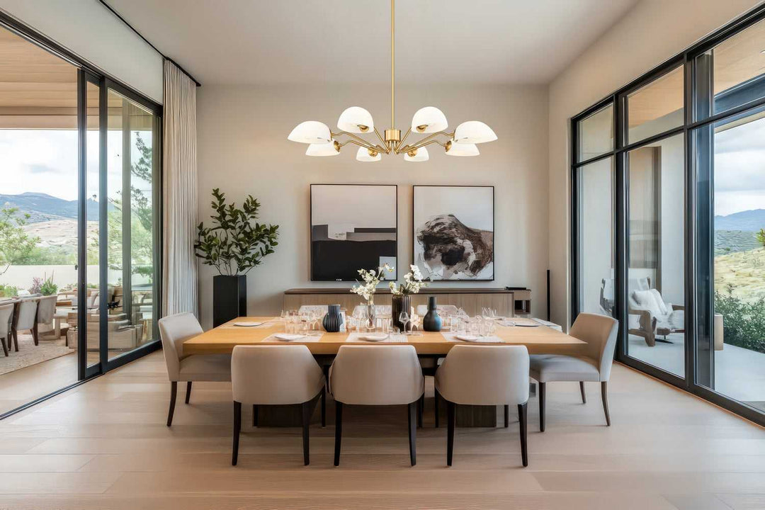 Breton Eight Light Chandelier in Modern Gold Z-Lite Canada