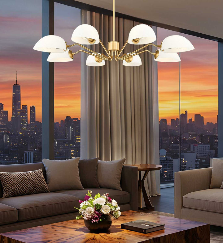 Breton Eight Light Chandelier in Modern Gold Z-Lite Canada