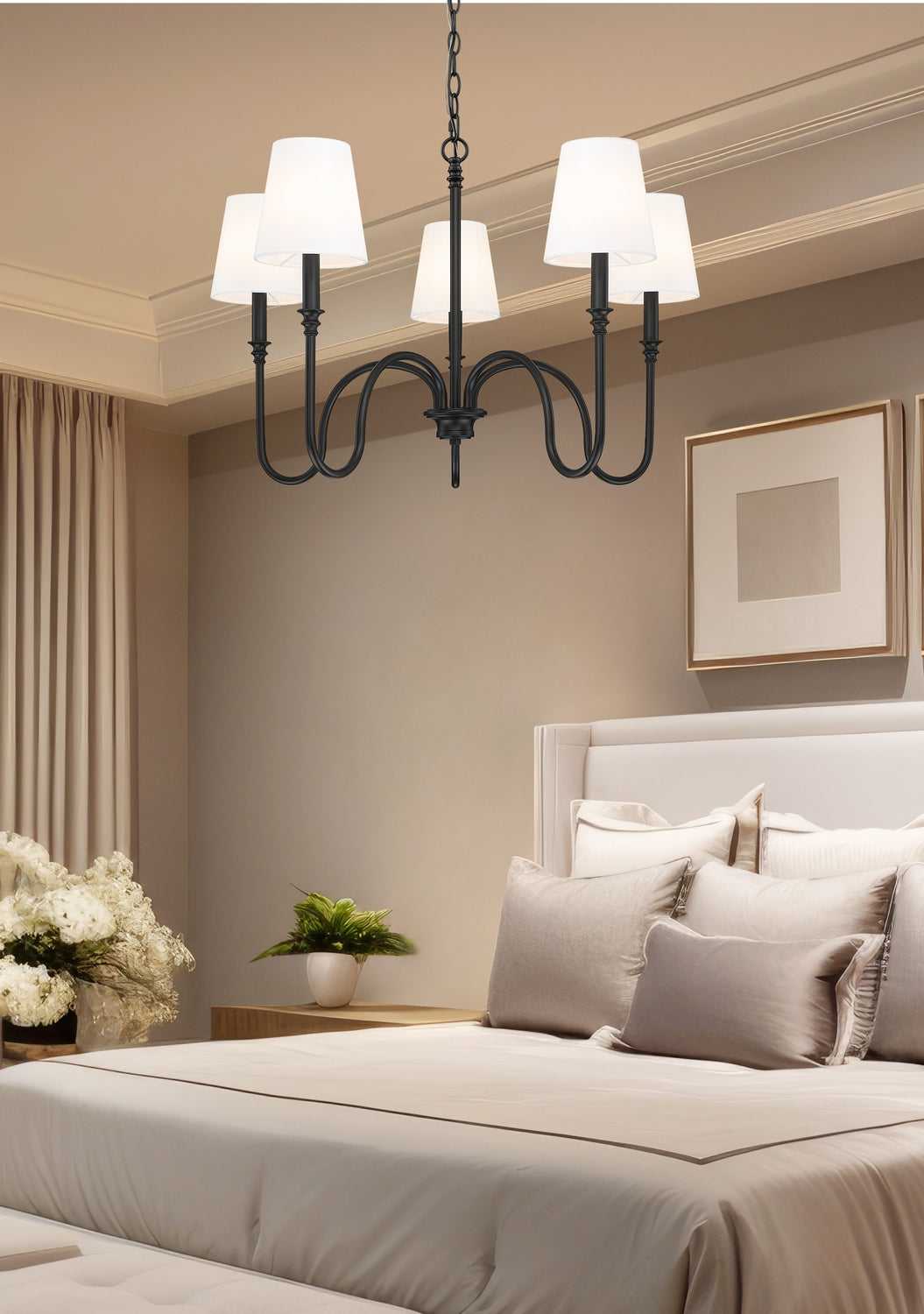 Jisele Five Light Chandelier in Matte Black Z-Lite Canada