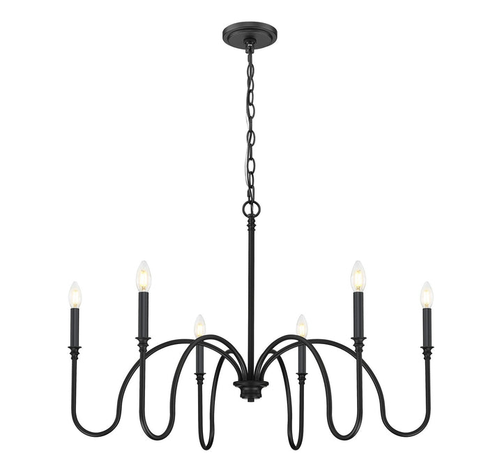 Jisele Six Light Chandelier in Matte Black Z-Lite Canada