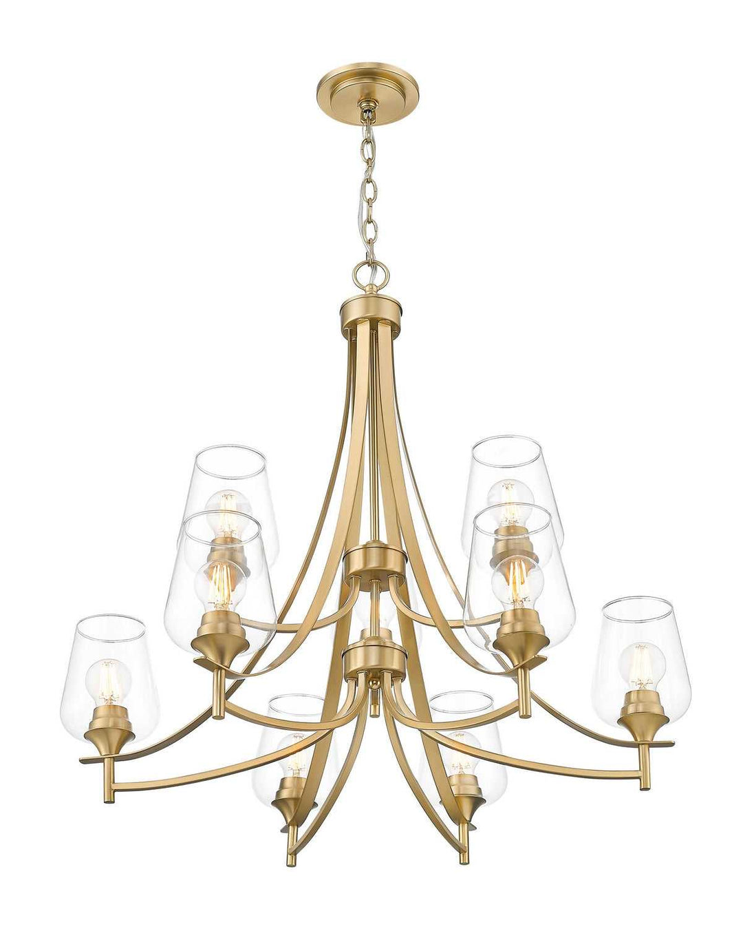 Joliet Nine Light Chandelier in Burnished Brass Z-Lite Canada