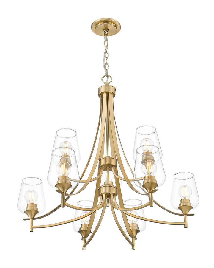 Joliet Nine Light Chandelier in Burnished Brass Z-Lite Canada