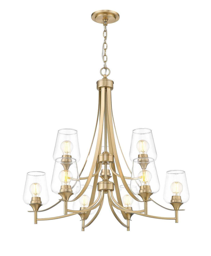 Joliet Nine Light Chandelier in Burnished Brass Z-Lite Canada