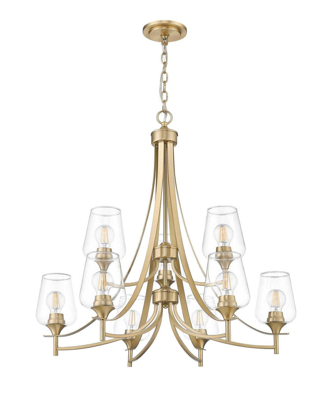 Joliet Nine Light Chandelier in Burnished Brass Z-Lite Canada