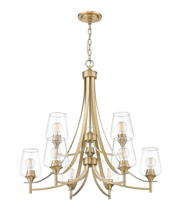 Joliet Nine Light Chandelier in Burnished Brass Z-Lite Canada