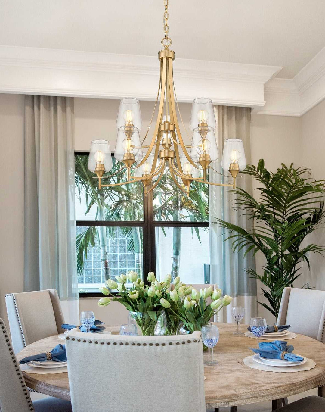 Joliet Nine Light Chandelier in Burnished Brass Z-Lite Canada
