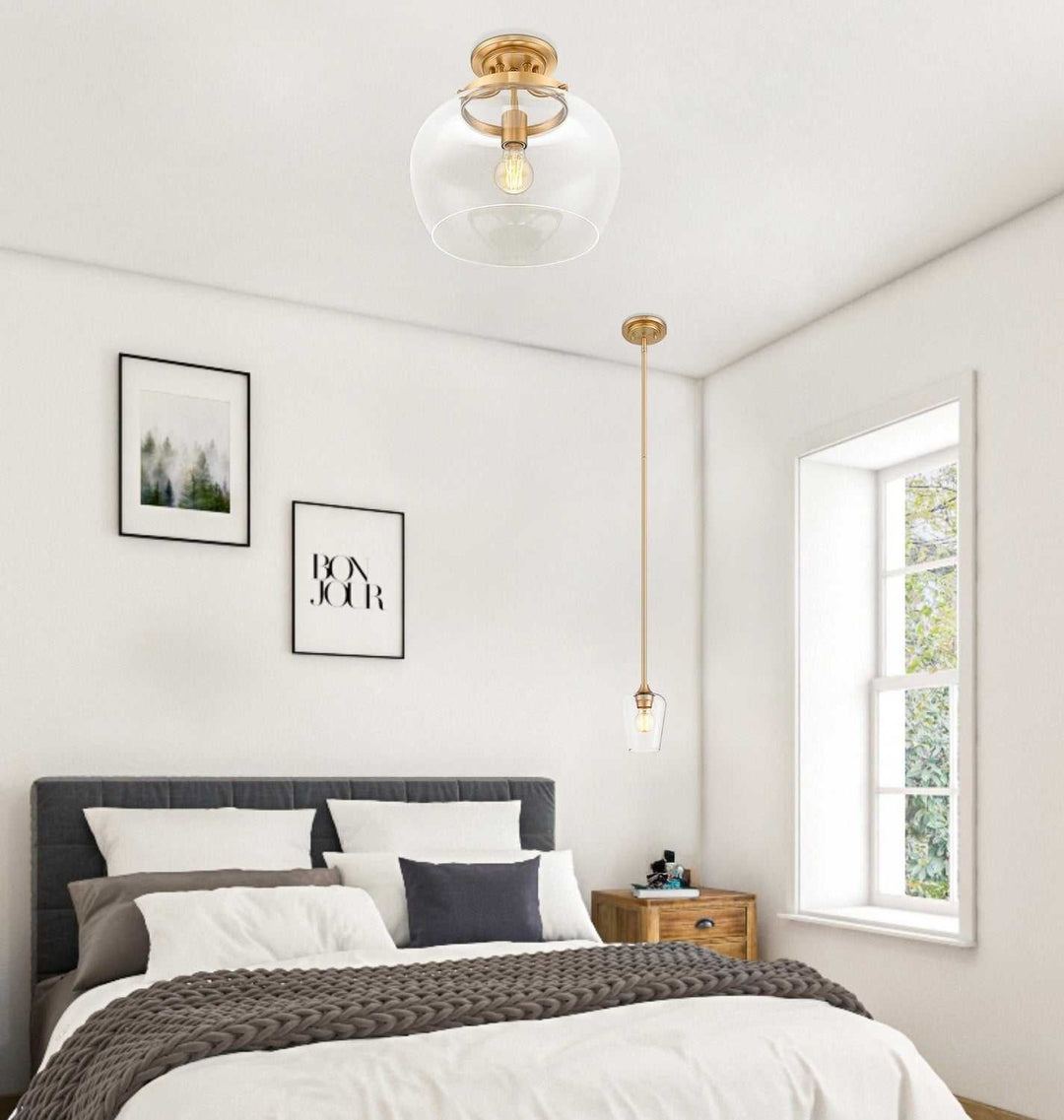 Joliet One Light Semi Flush Mount in Burnished Brass Z-Lite Canada