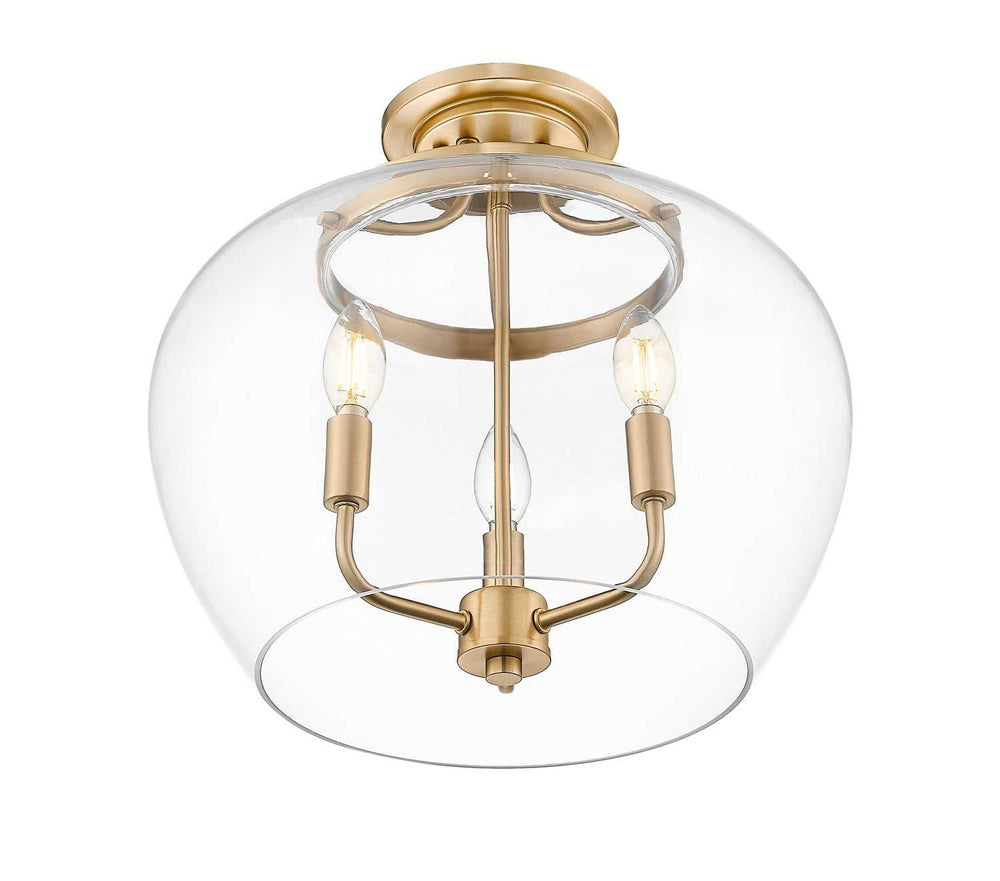 Joliet Three Light Semi Flush Mount in Burnished Brass Z-Lite Canada