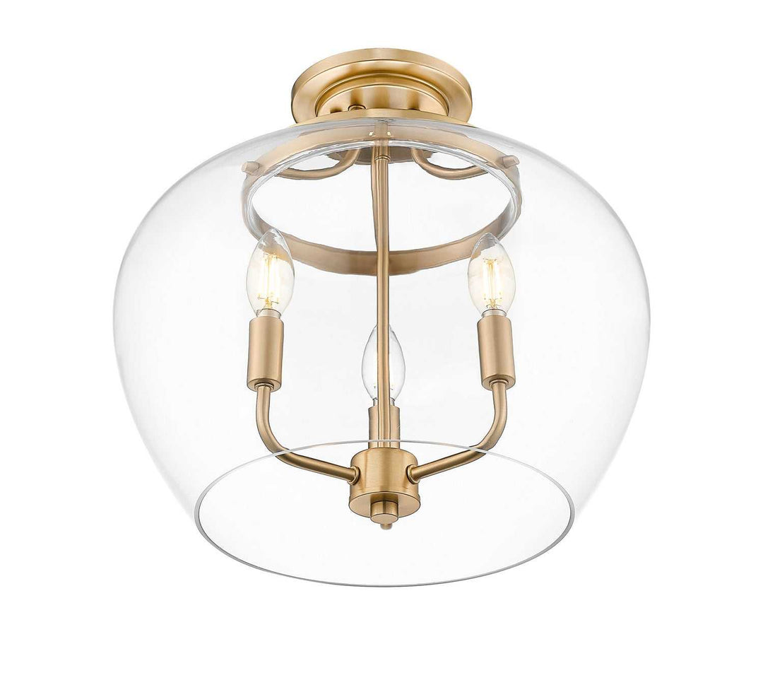 Joliet Three Light Semi Flush Mount in Burnished Brass Z-Lite Canada