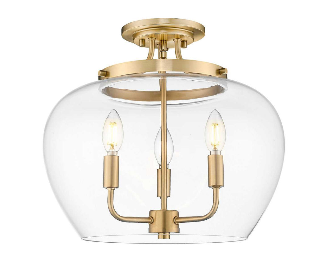 Joliet Three Light Semi Flush Mount in Burnished Brass Z-Lite Canada