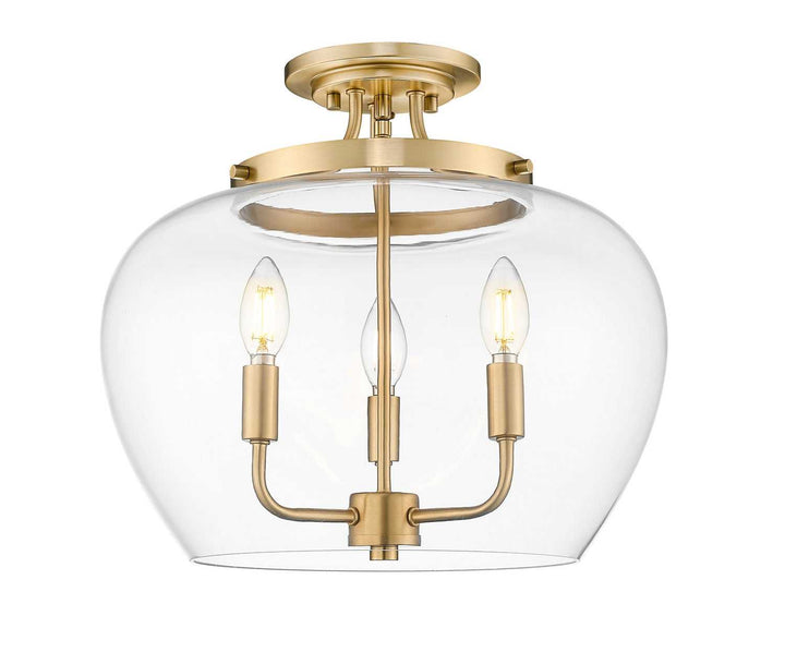 Joliet Three Light Semi Flush Mount in Burnished Brass Z-Lite Canada