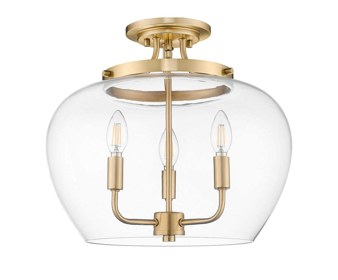 Joliet Three Light Semi Flush Mount in Burnished Brass Z-Lite Canada