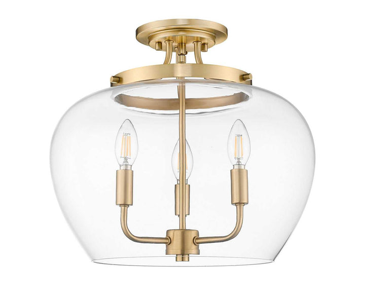 Joliet Three Light Semi Flush Mount in Burnished Brass Z-Lite Canada