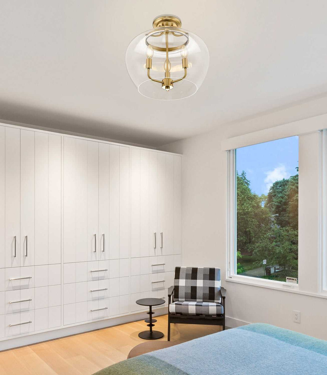 Joliet Three Light Semi Flush Mount in Burnished Brass Z-Lite Canada