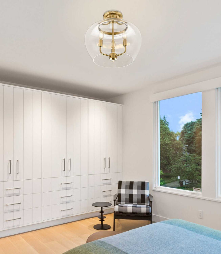 Joliet Three Light Semi Flush Mount in Burnished Brass Z-Lite Canada