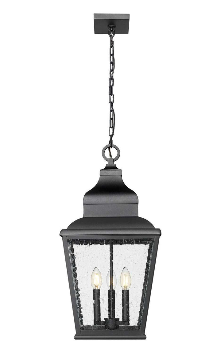 Raphael Three Light Outdoor Chain Mount Ceiling Fixture in Sand Black Z-Lite Canada