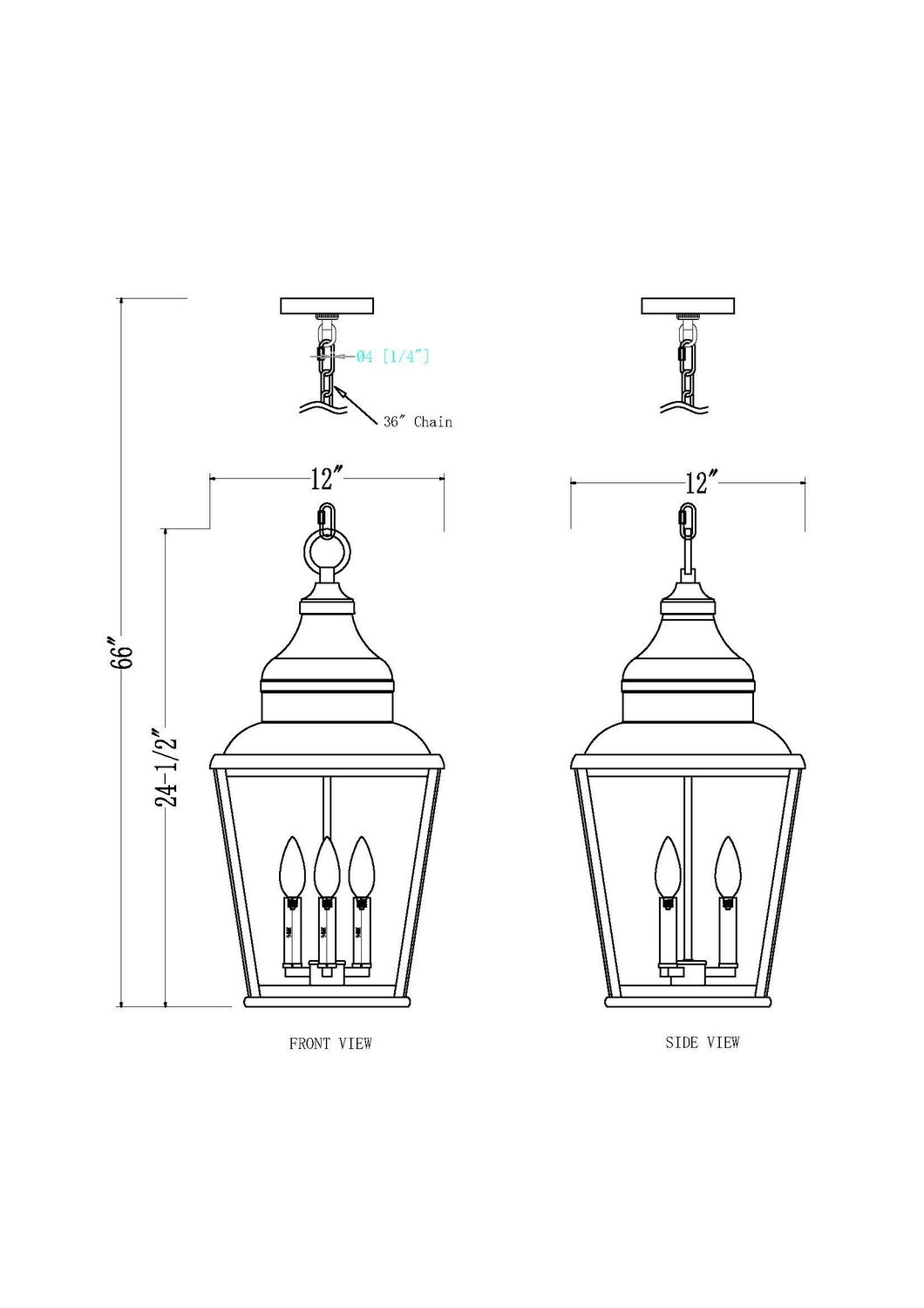 Raphael Three Light Outdoor Chain Mount Ceiling Fixture in Sand Black Z-Lite Canada