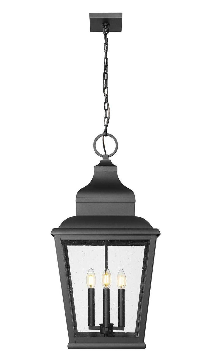 Raphael Four Light Outdoor Chain Mount Ceiling Fixture in Sand Black Z-Lite Canada